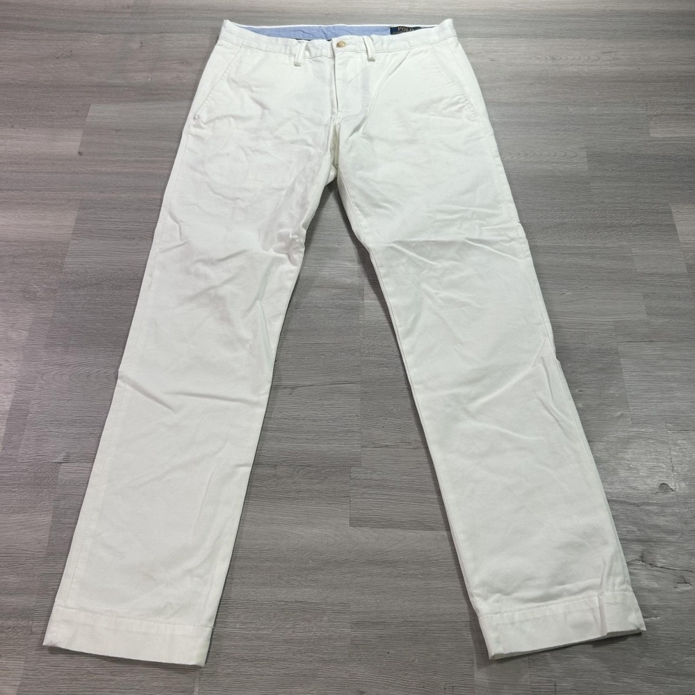 Polo Ralph Lauren Pants Mens 30x30 White Stretch Slim Fit Chino Casual Everyday